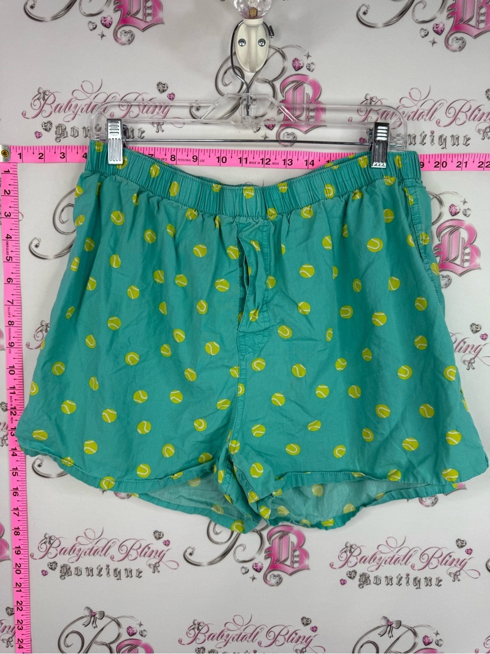 Old Navy shorts tennis balls  Teal Shorts with Yellow Tennis Ball Print